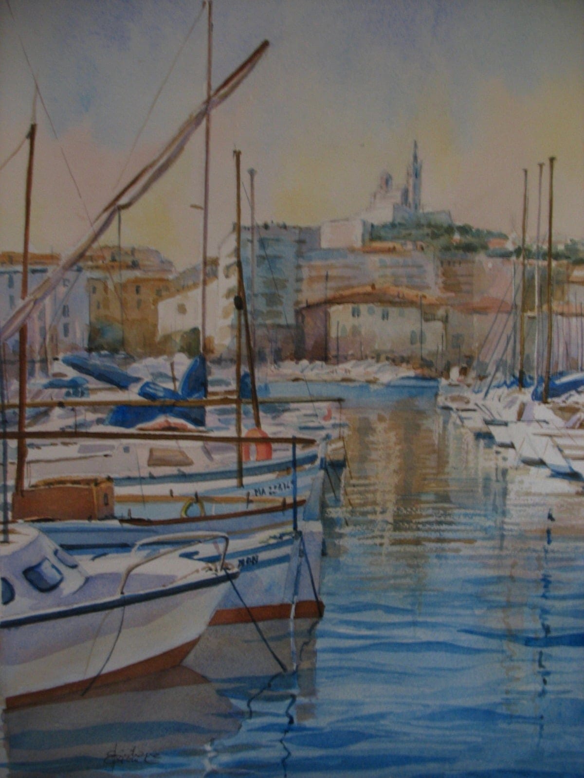 Aquarelle : Le Vieux-Port de Marseille